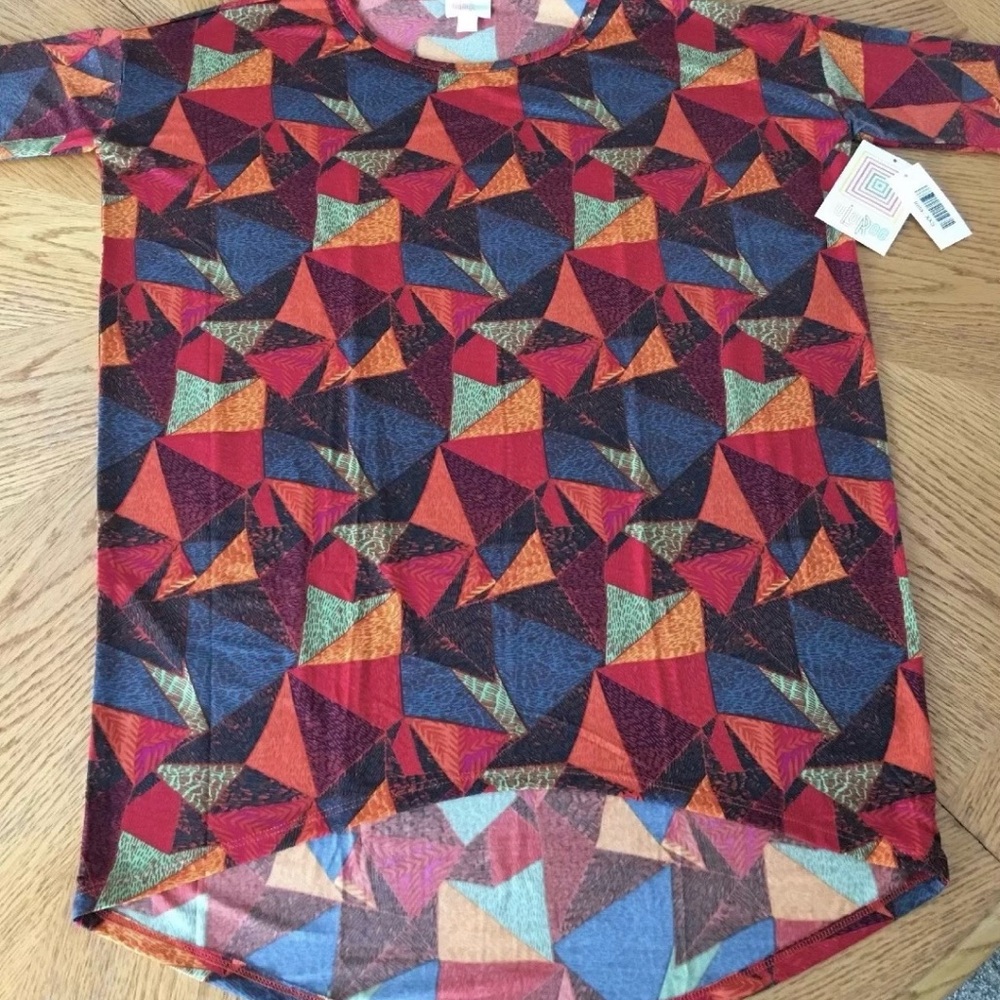 LuLaRoe XXS Irma Tee Top Tunic Shirt Color Block Geometric Major Unicorn XXSmall